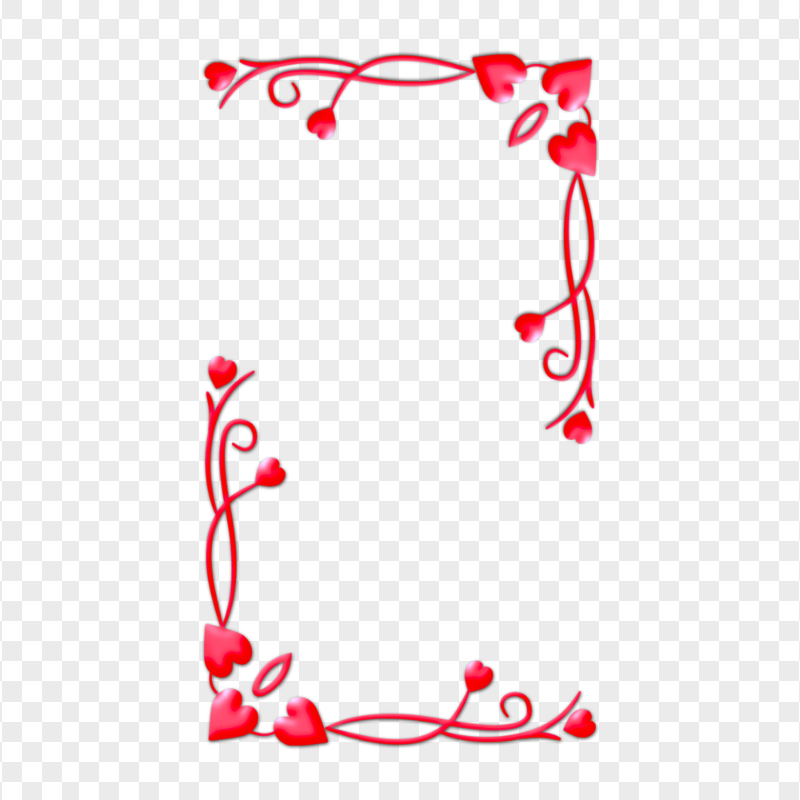 Love Red Hearts Frame Corners PNG Image