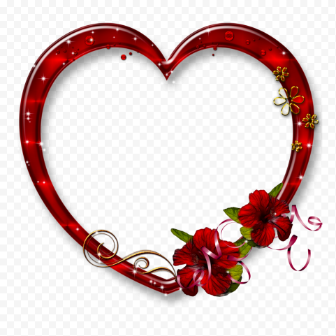 Love Valentine Red Outline Heart Frame PNG