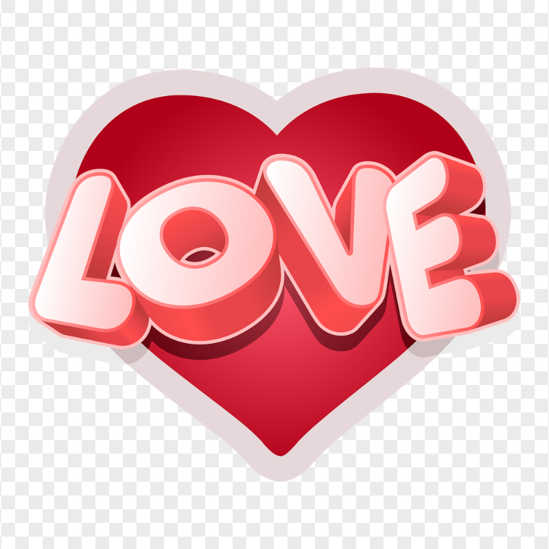 Love Word With Heart Valentine Illustration PNG