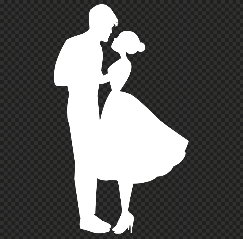 Loving  Couple White Silhouette HD PNG