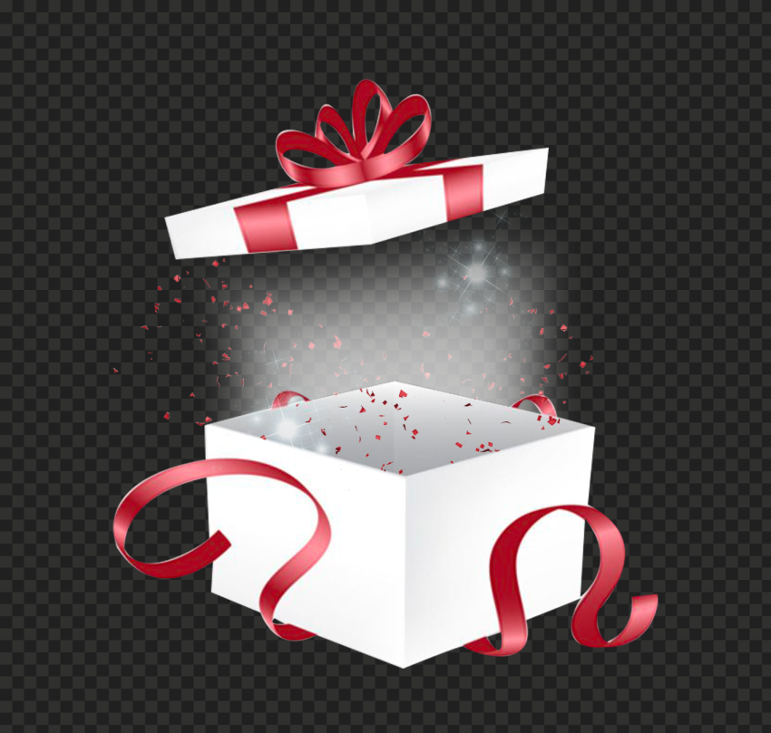 Open Red Gift Box With Light Sparkling Effect PNG | Citypng
