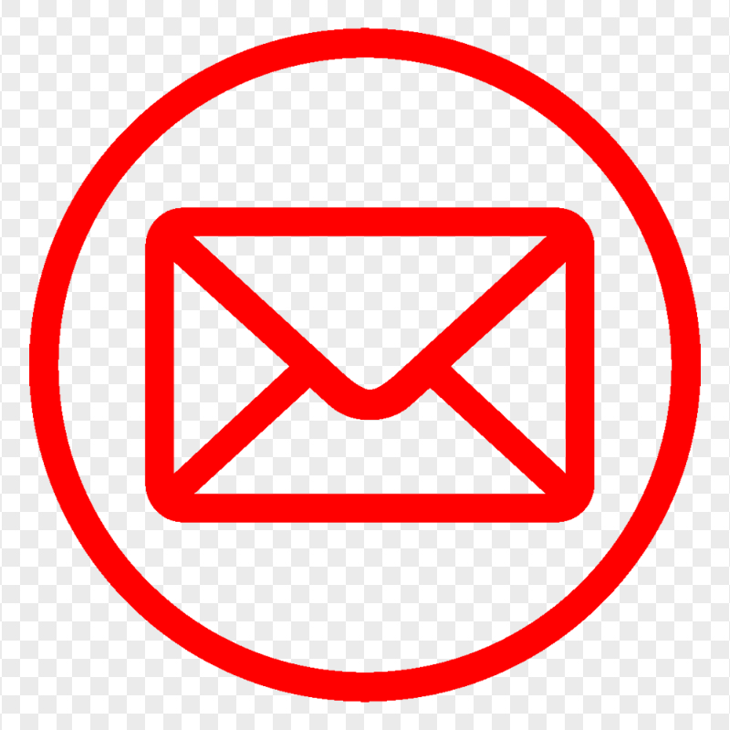 Mail Email Address Round Outline Red Icon Transparent PNG