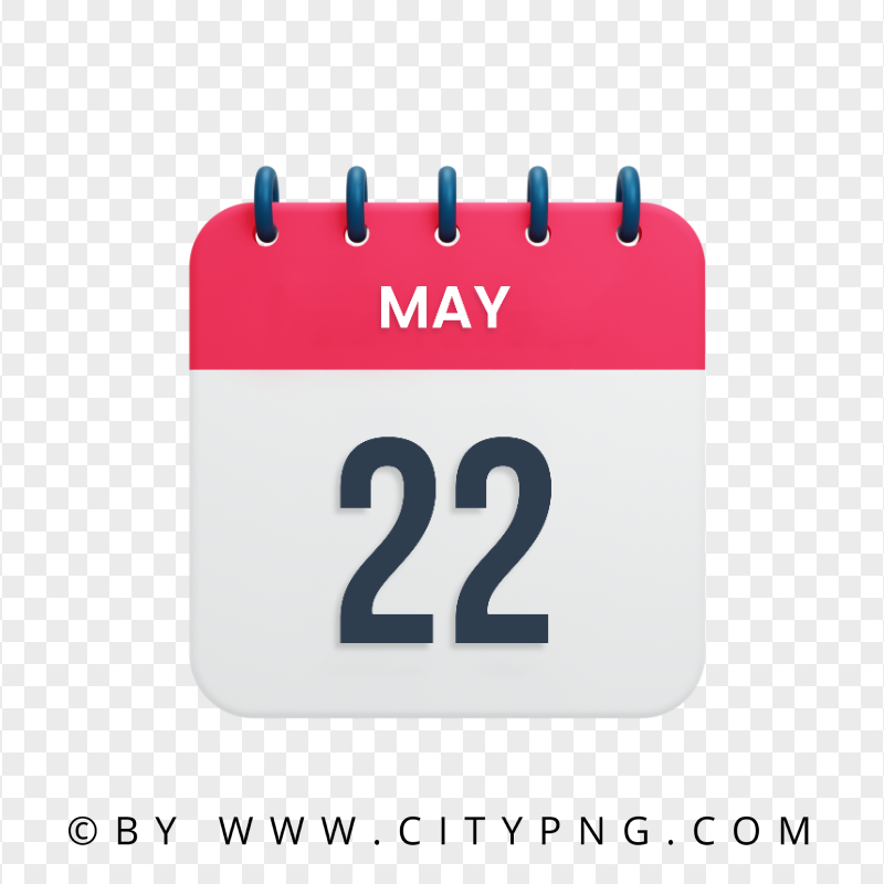 May 22th Date Red & White Icon Calendar HD PNG