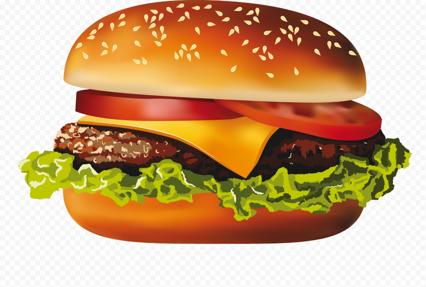 Meat Burger Fast Food Illustration PNG Image