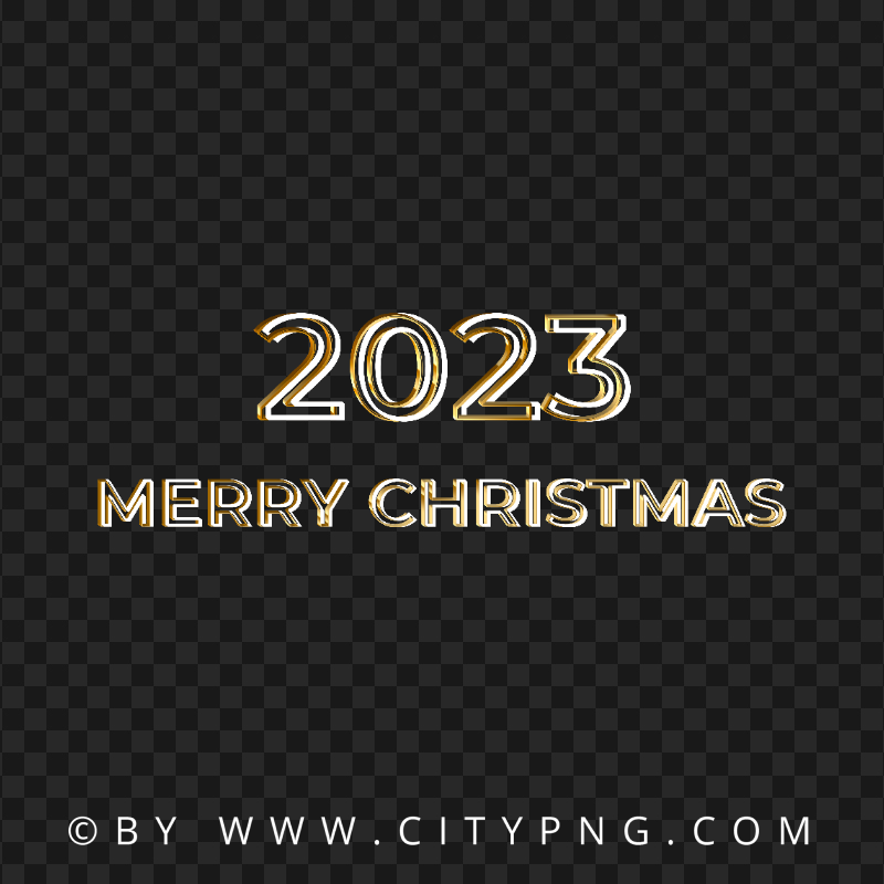 Merry Christmas 2023 Gold And White Style PNG