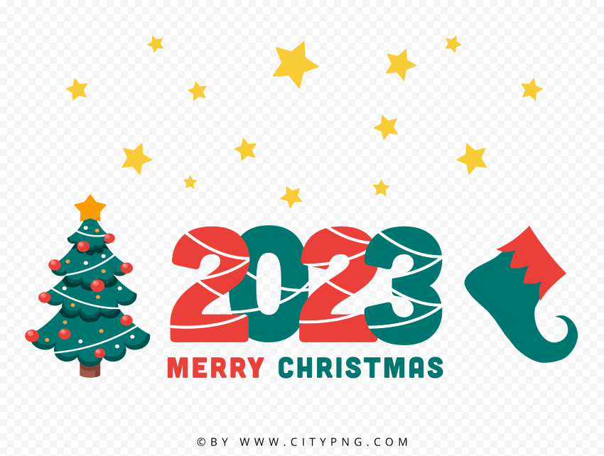 Merry Christmas 2023 Red And Green Vector Image PNG