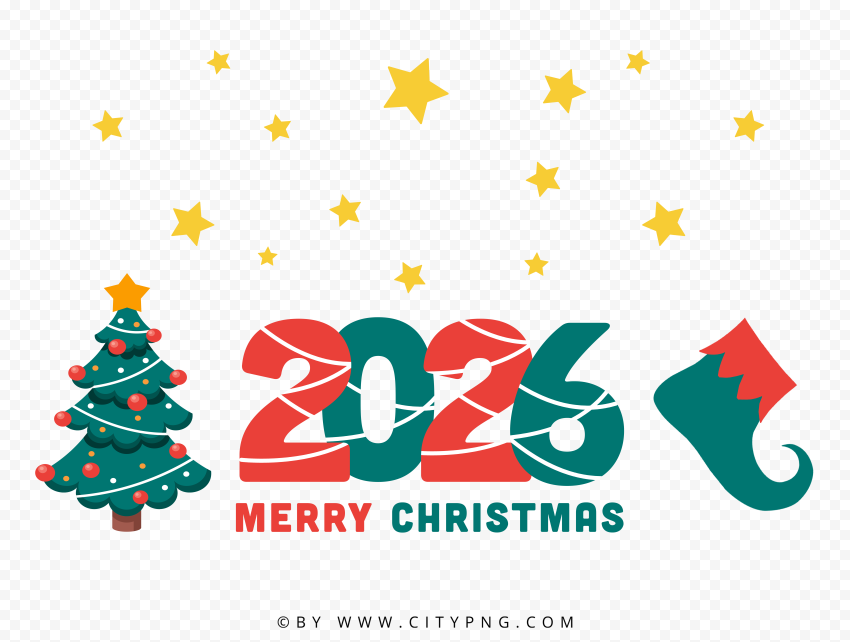 Merry Christmas 2026 Red And Green Vector HD PNG