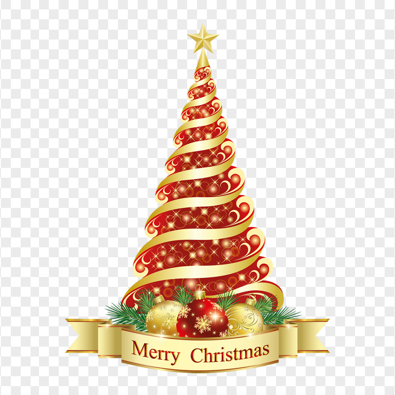 Merry Christmas Decorated Tree Illustration Design