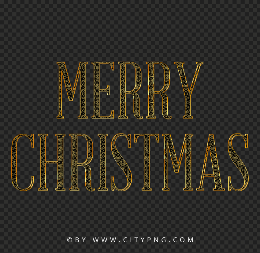 Merry Christmas Golden Lettering Design FREE PNG