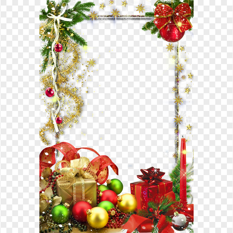 Merry Christmas Holiday Decorated Frame With Gifts