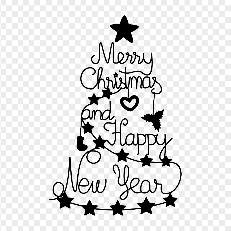 Merry Christmas Line Art Design FREE PNG