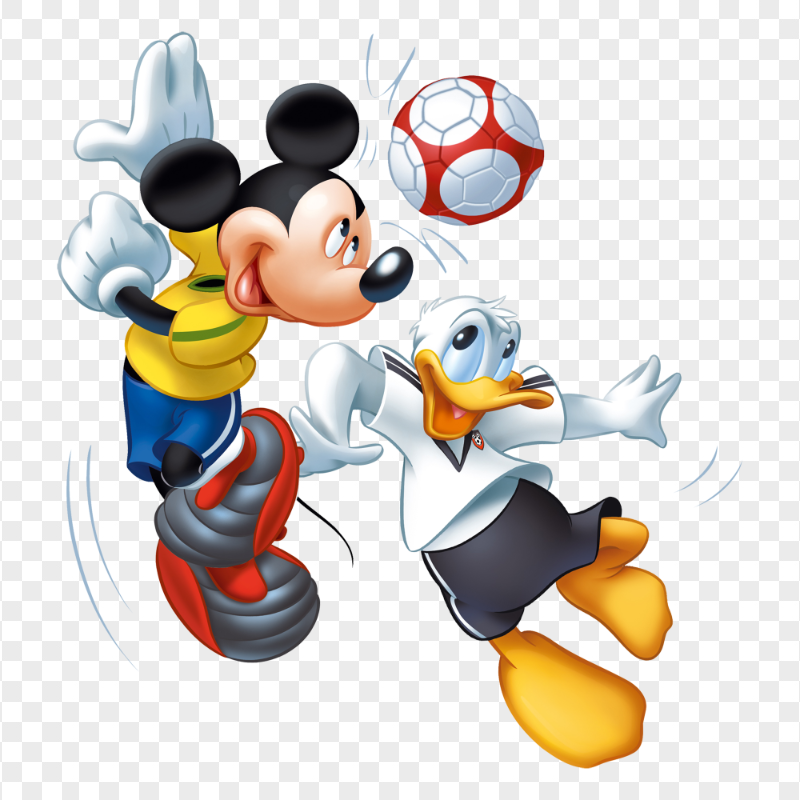 Mickey Mouse and Donald Duck Playing Soccer HD PNG