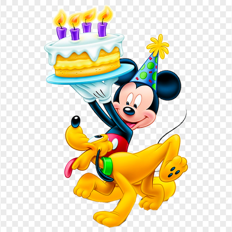 Mickey Mouse and Pluto Birthday Cake PNG