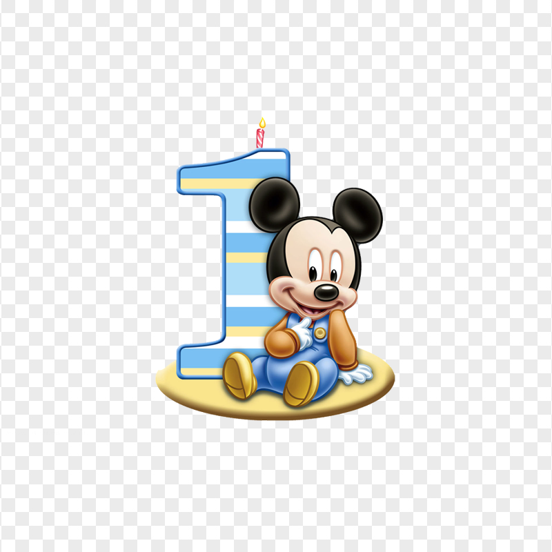 Mickey Mouse Baby Sitting Near Birthday 1 Year Candle