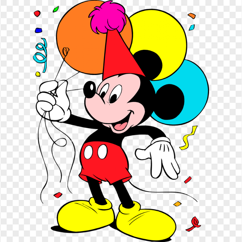 Mickey Mouse Clipart Holding Anniversary Balloons