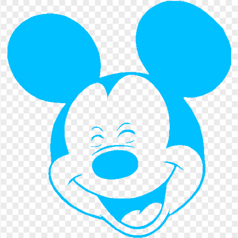 Mickey Mouse Face Blue Silhouette HD PNG