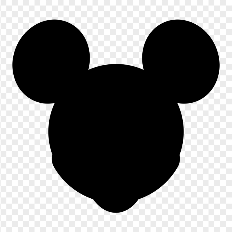 Mickey Mouse Face Head Black Silhouette PNG Image