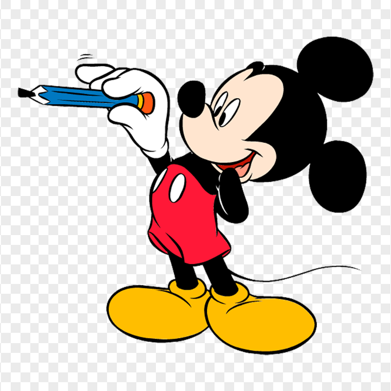 Mickey Mouse Holding Pencil PNG