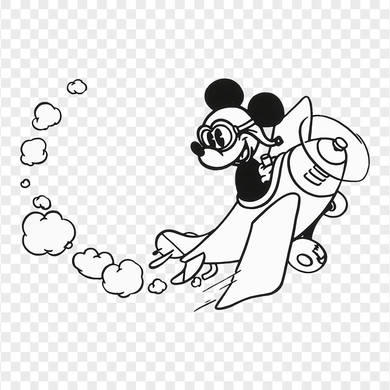 Mickey Mouse Plane Coloring Page Image PNG