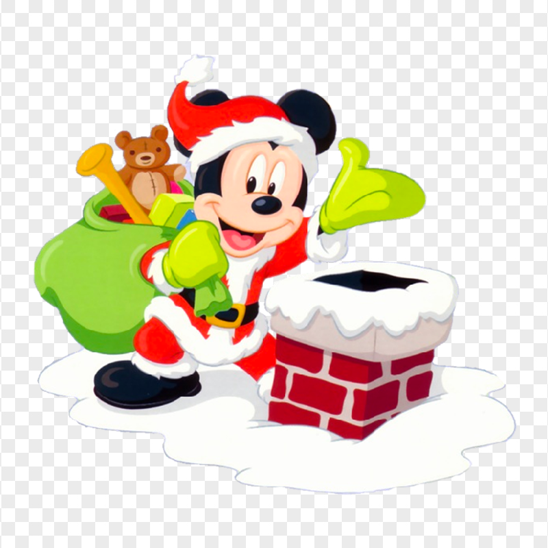 Mickey Mouse Santa Claus Chimney Image PNG