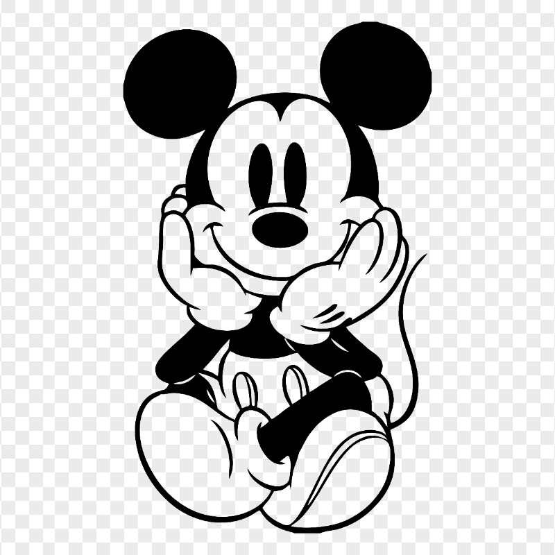 Mickey Mouse Sitting Coloring PNG Image
