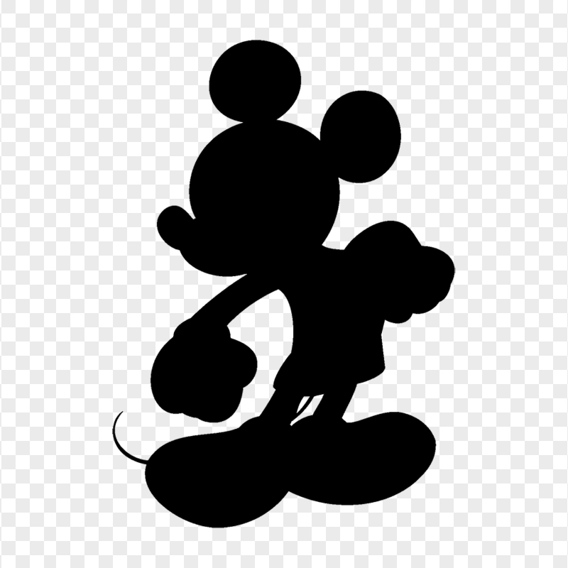 Mickey Mouse Standing Black Silhouette PNG