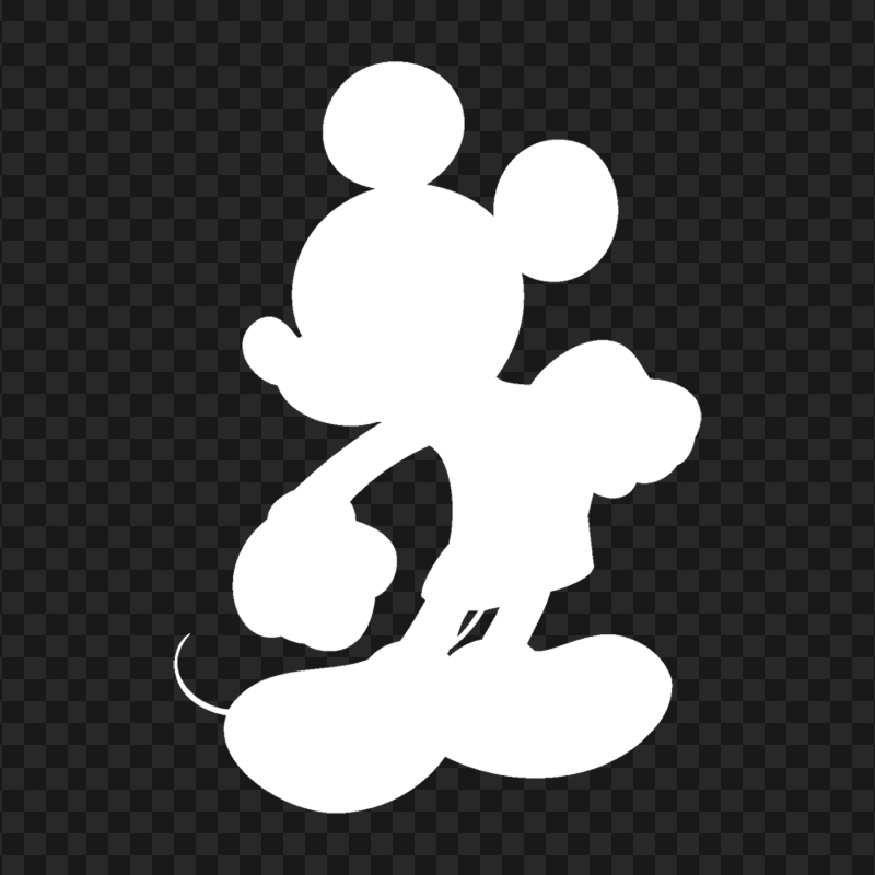 Mickey Mouse Standing White Silhouette HD PNG