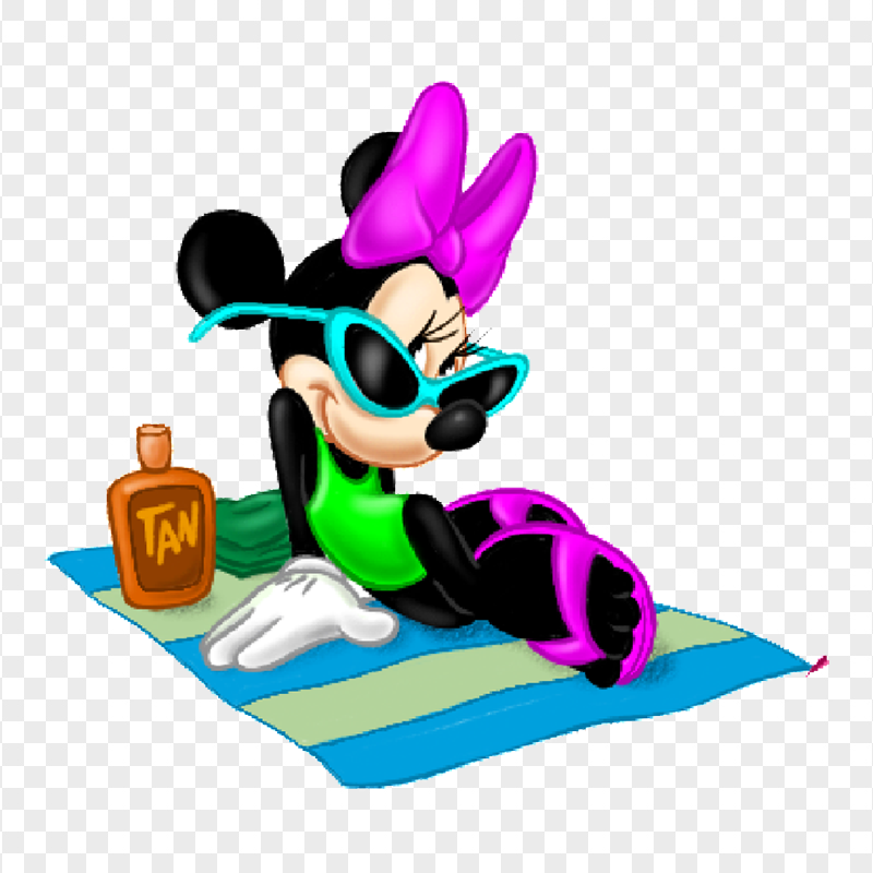 Minnie Mouse On Beach Cartoon PNG