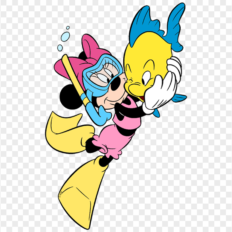 Minnie Mouse Underwater Swimming With Fish