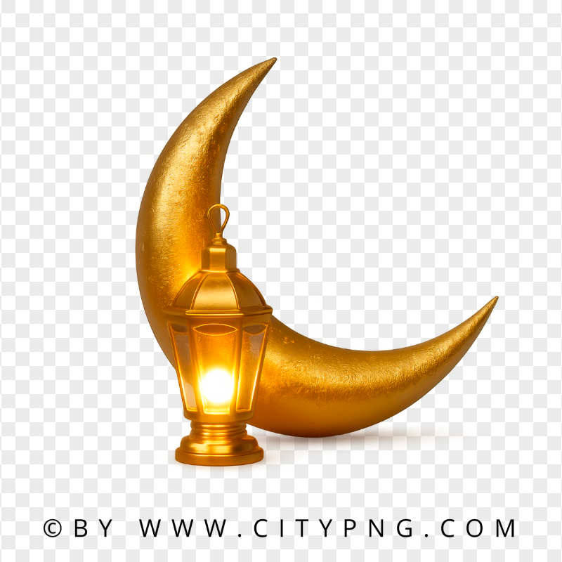 Premium Crescent Moon with Traditional Islamic Lamp
