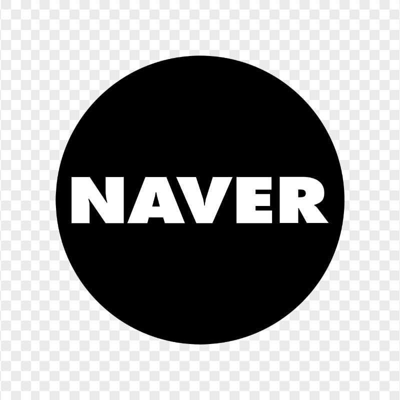 Naver Round Black & White Logo Icon PNG