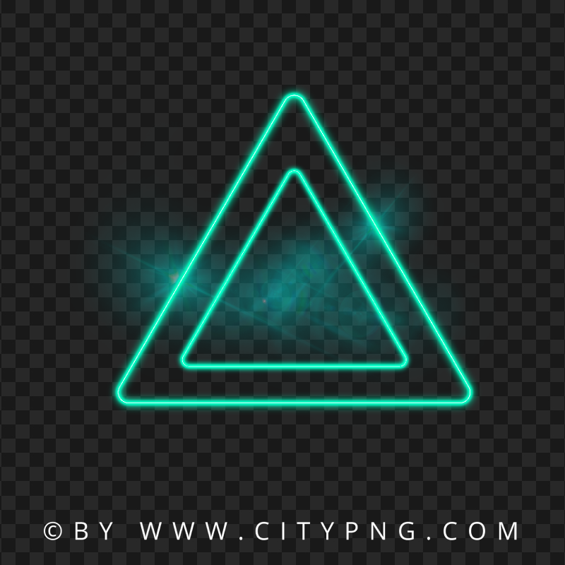 Neon Blue Green Double Triangle With Flare Effect PNG