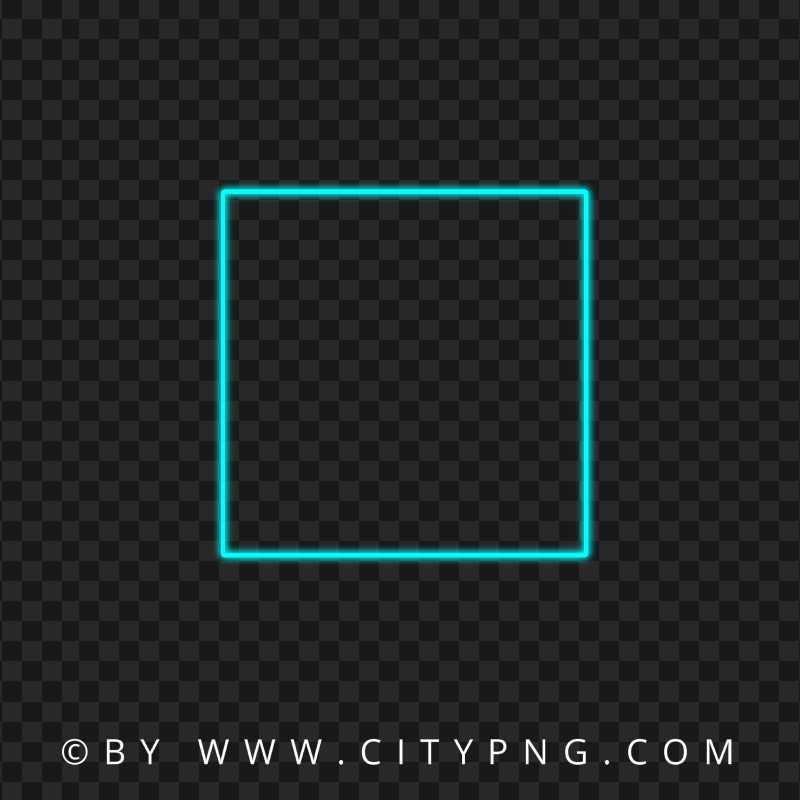 Neon Blue Green Square Frame HD PNG