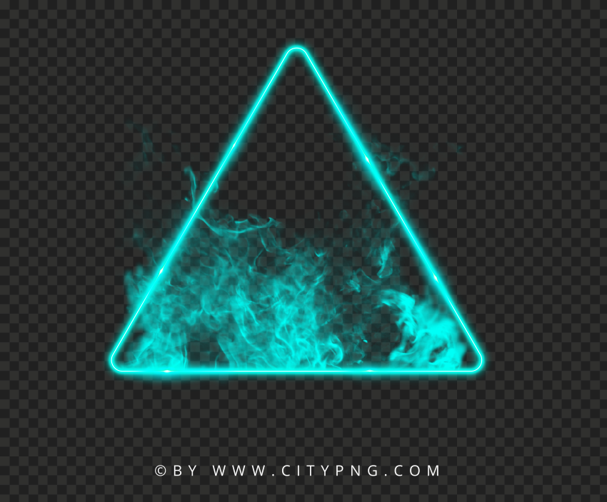 Neon Blue Green Triangle With Smoke Image PNG