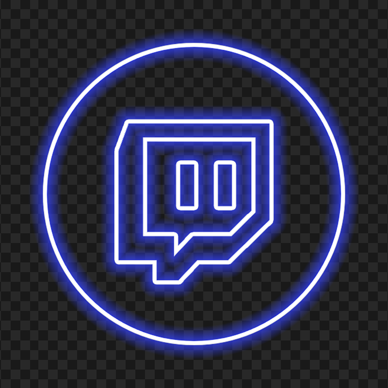 Neon Dark Blue Twitch App Round Icon PNG