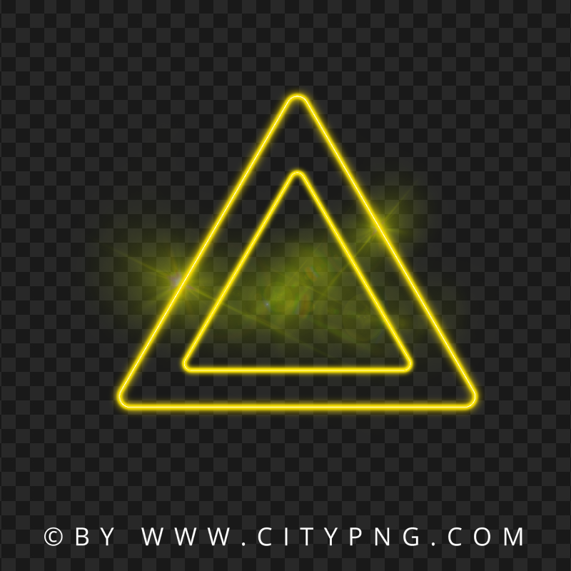 Neon Double Yellow Triangle With Flare Effect HD PNG