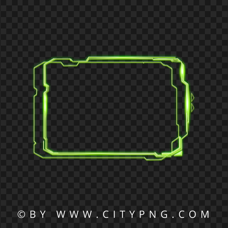 Neon Green Futuristic Frame HD Transparent Background