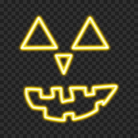 Neon Monster Halloween Pumpkin Yellow Face HD PNG