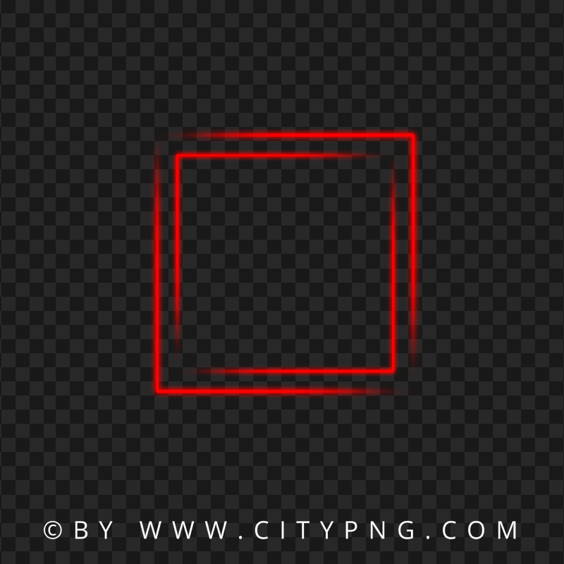 Neon Red Square Double Frame PNG Image