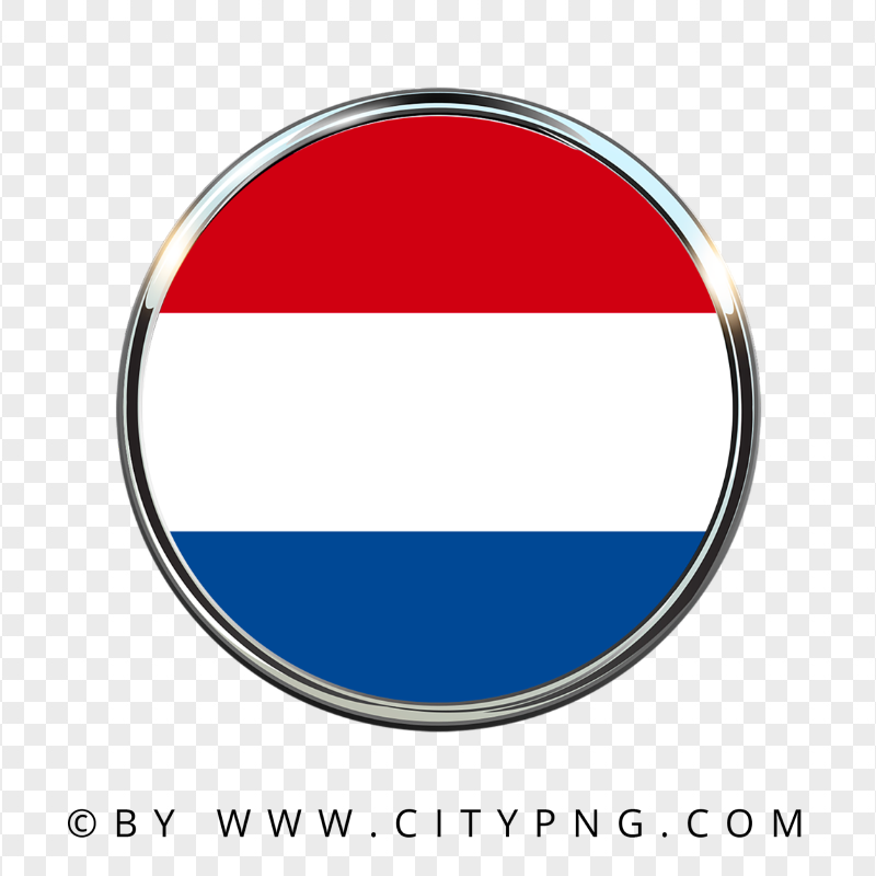 Netherlands Round Metal Framed Flag Icon PNG