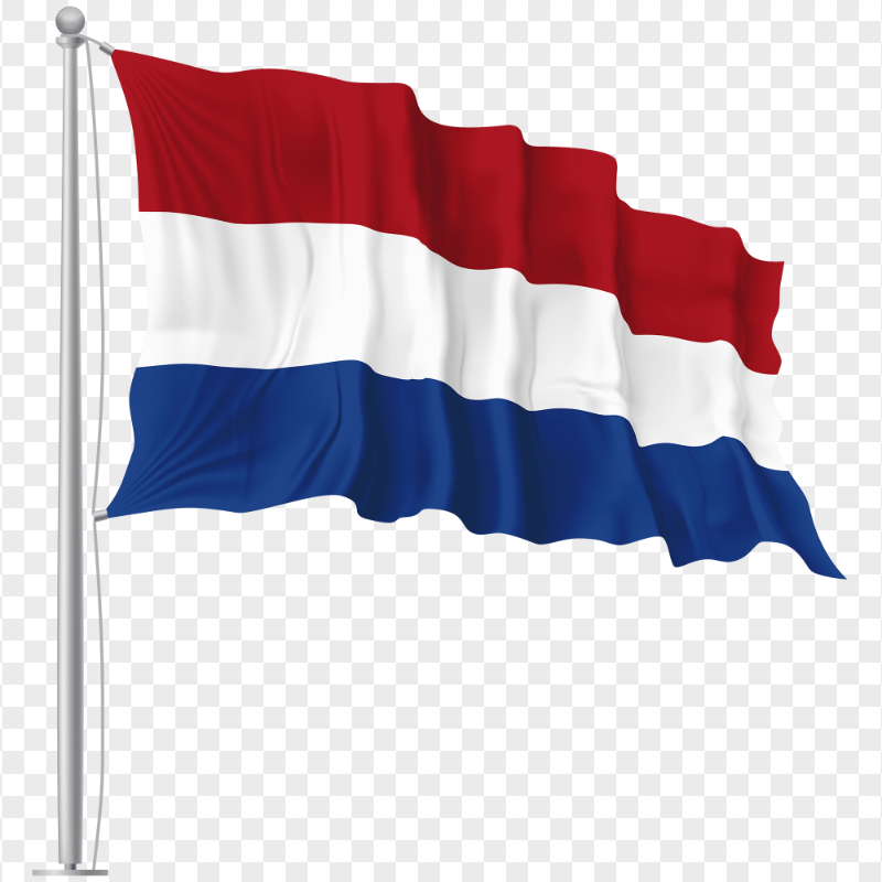Netherlands Waving Flagpole Illustration PNG