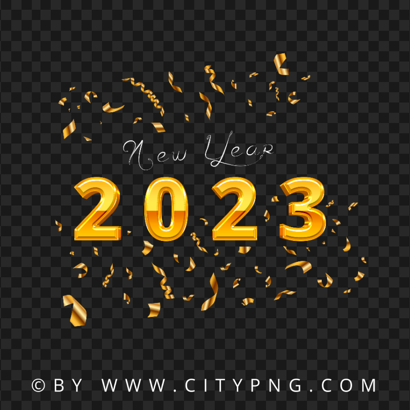 New Year 2023 Gold Confetti Celebration HD PNG