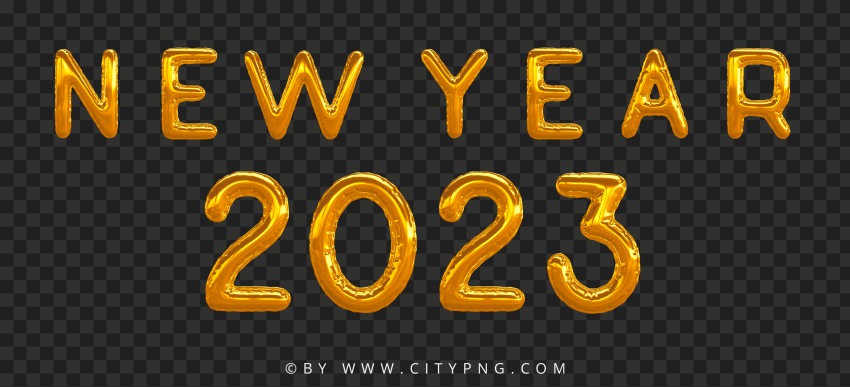 New Year 2023 Yellow Gold Balloons PNG Image