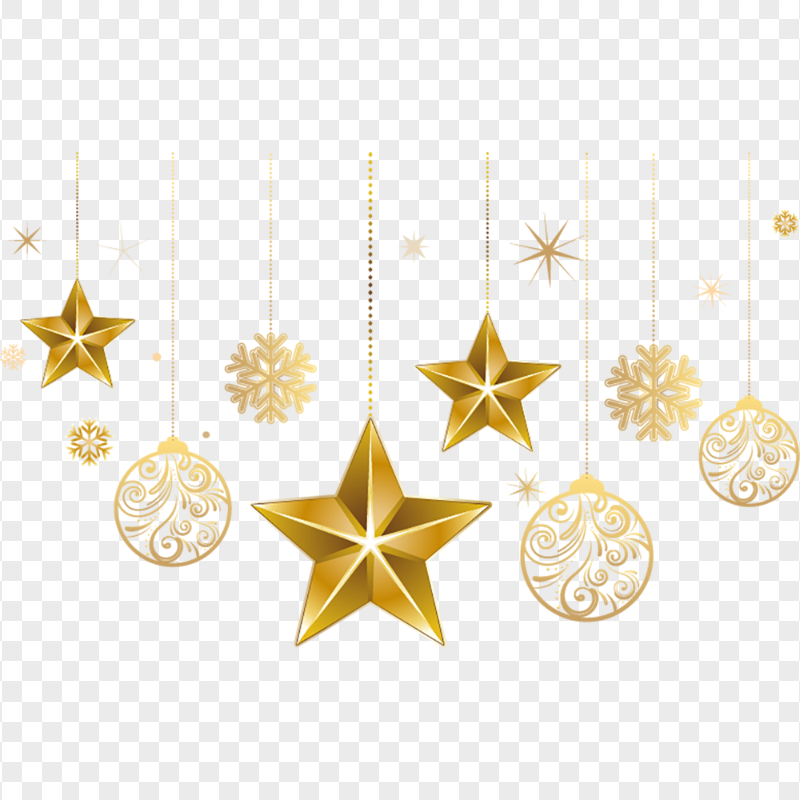 New Year Gold Hanging Decor Elements FREE PNG