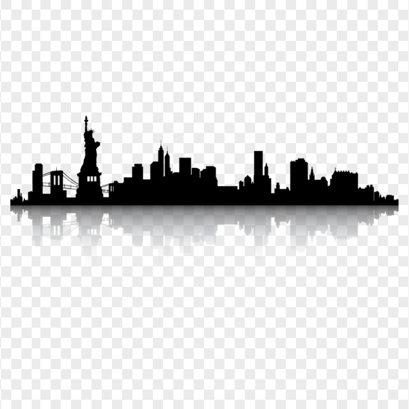 New York Cityscape City Black Silhouette PNG Image
