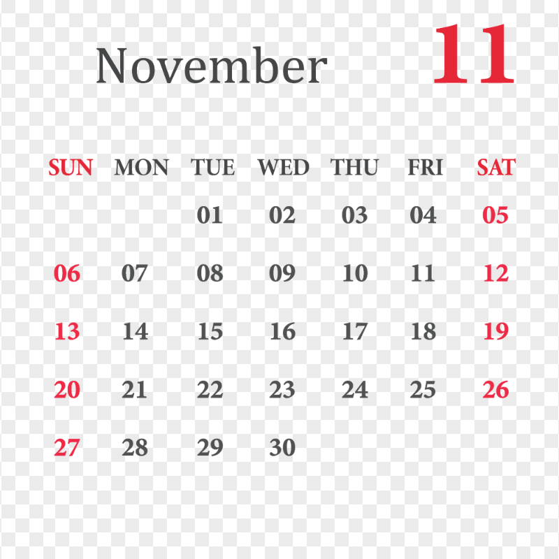 November 2022 Calendar FREE PNG