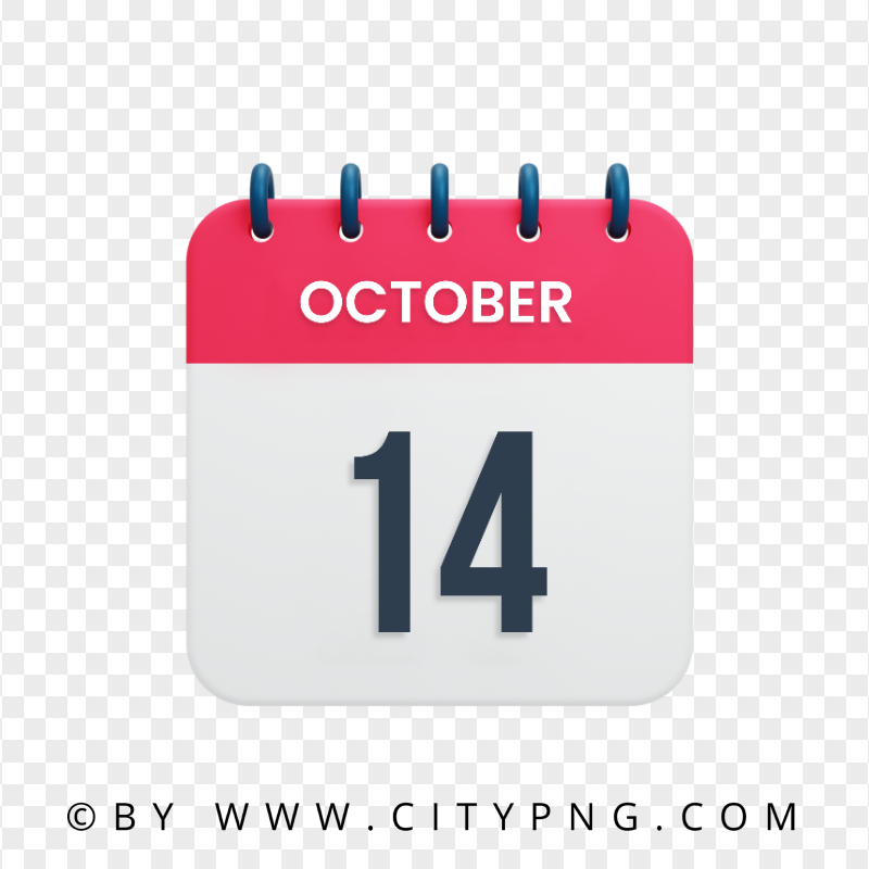 October 14th Date Icon Calendar HD Transparent Background