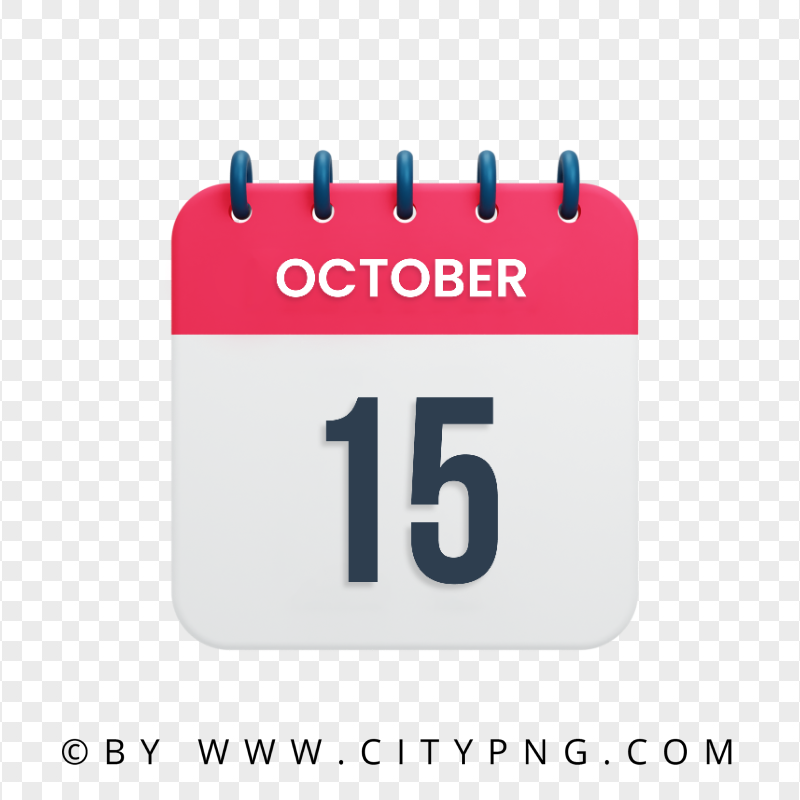 October 15th Date Icon Calendar HD Transparent Background
