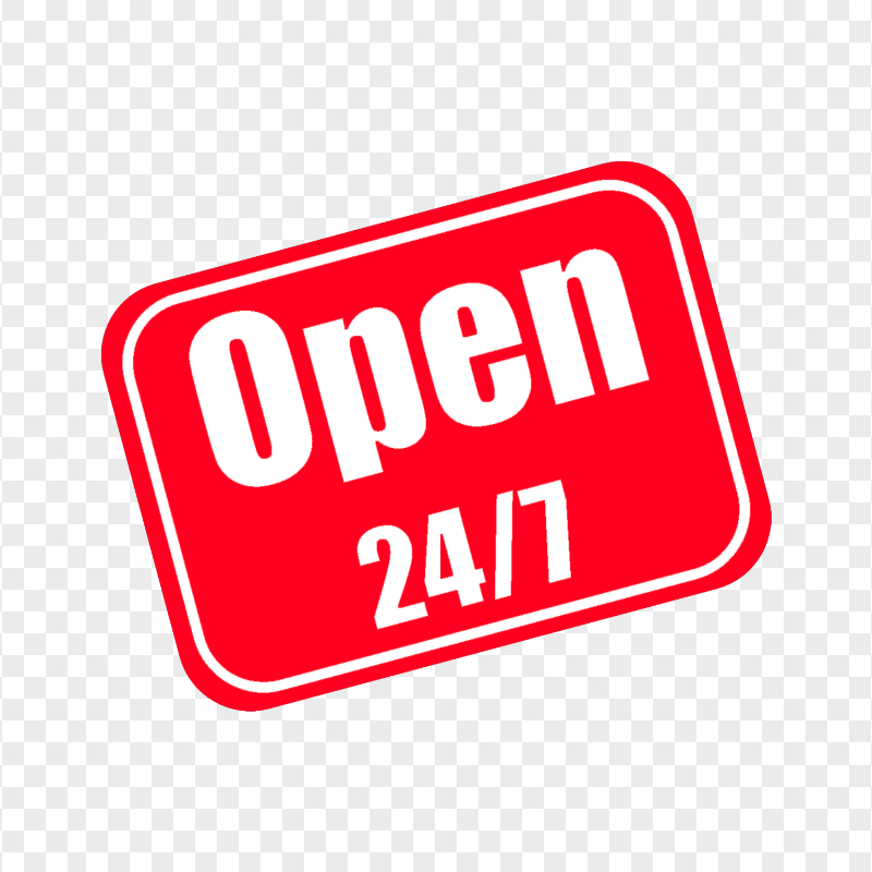 Open 24/7 Red And White Logo Sign PNG