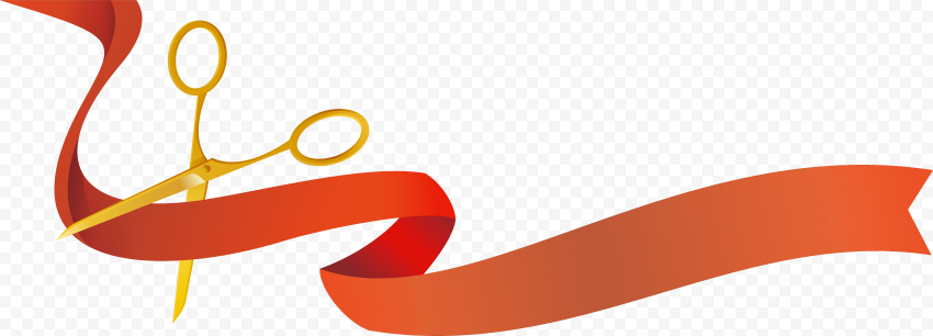 Opening Red Ribbon Gold Scissors Cutting Illustration | Citypng